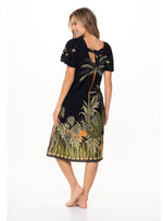 Vestido midi con cenefa selvático en tela viscosa 8079 Selva