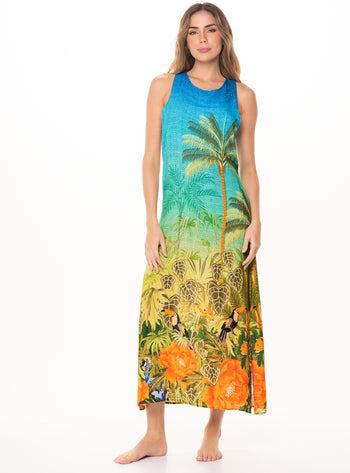 VESTIDO MIDI FRESCO CON ESTAMPADO SELVÁTICO EN CENEFA – 8080