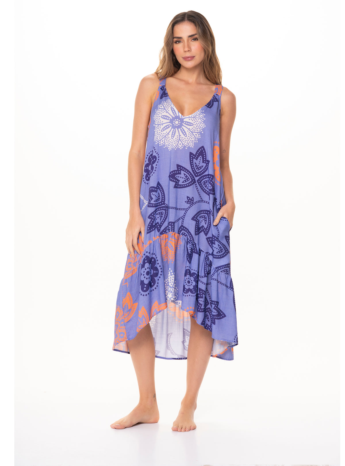 Vestido largo Con 2 Bolsillos en tela viscosa 8081 Mandala