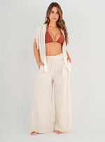 Camisa Manga Corta con perilla y botones dorados en tela viscosa 8085 marfil