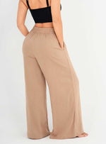 Pantalón con pretina enrresortada con 2 bolsillos en viscosa spandex 8092 Arena