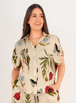 Camisa Manga Corta con pretina y botones en dorado en tela rayon viscosa 8123