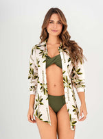 Camisa Manga Larga con pretina y botones dorados en tela viscosa 8135