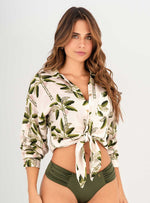 Camisa Manga Larga con pretina y botones dorados en tela viscosa 8135