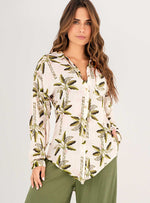 Camisa Manga Larga con pretina y botones dorados en tela viscosa 8135