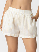SHORTS 2 BOLSILLOS EN TELA ALGODON CON LUREX 8143 Marfil