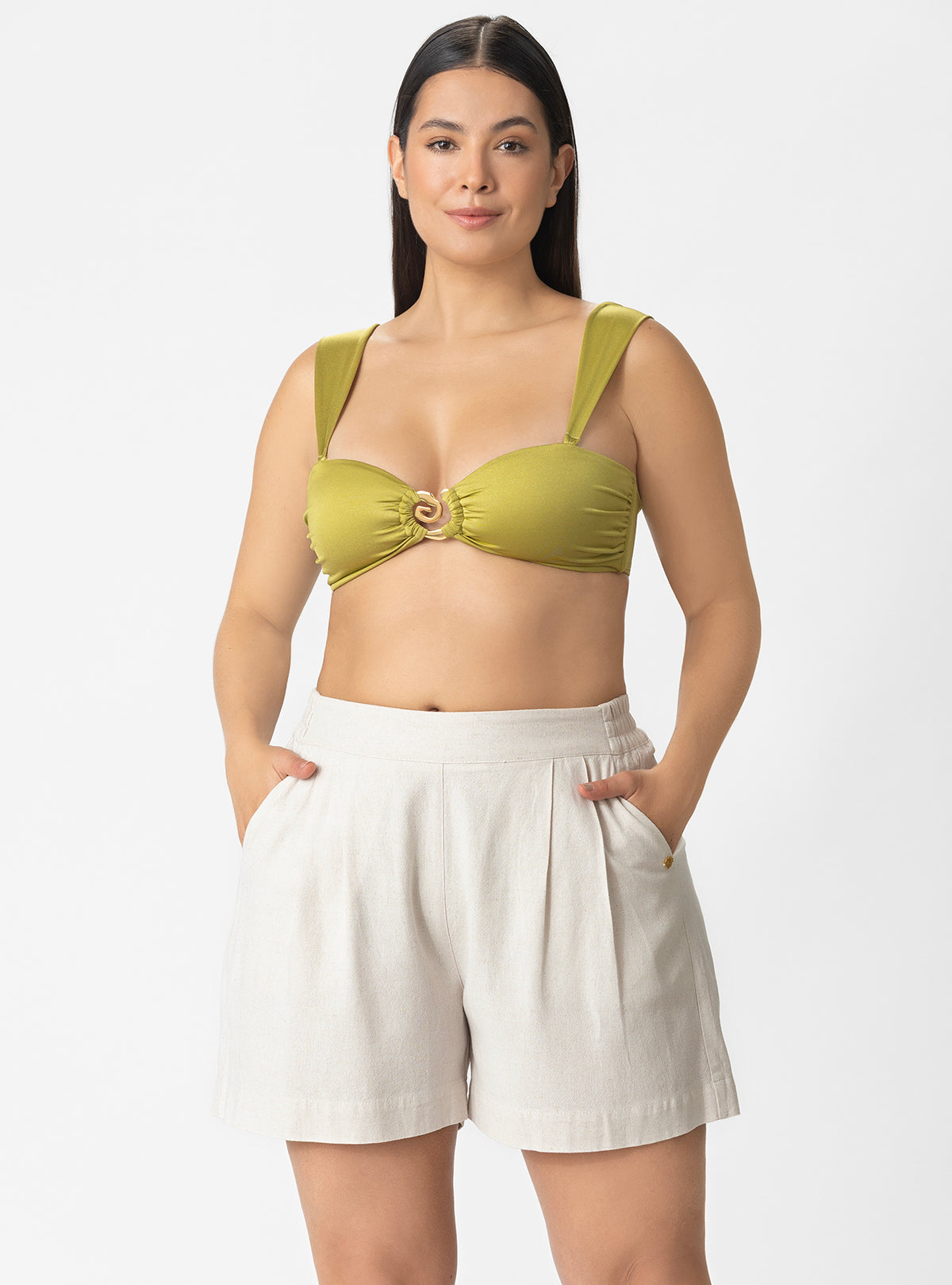 SHORTS 2 BOLSILLOS LINO SEMILLA 8147 MARFIL