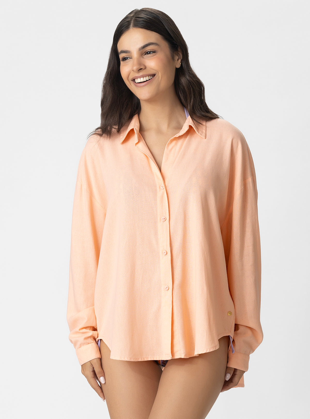 CAMISA OVERSIZE LINO 8153 MANDARINA