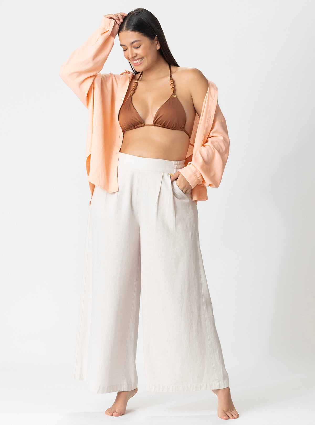 CAMISA OVERSIZE LINO 8153 MANDARINA