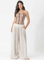 8156 PANTALÓN LINO SEMILLA