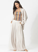 8156 PANTALÓN LINO SEMILLA