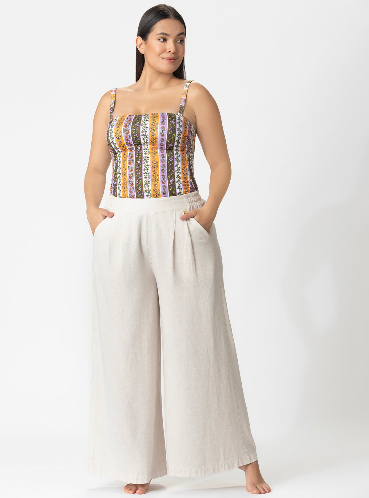 8156 PANTALÓN LINO SEMILLA