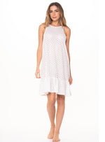 Vestido Corto en tela ojalillo9004 Marfil