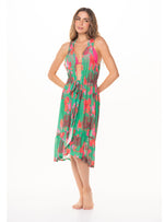 salida de baño Largo con escote en V y con tela en Lycra 9006 Amazonico