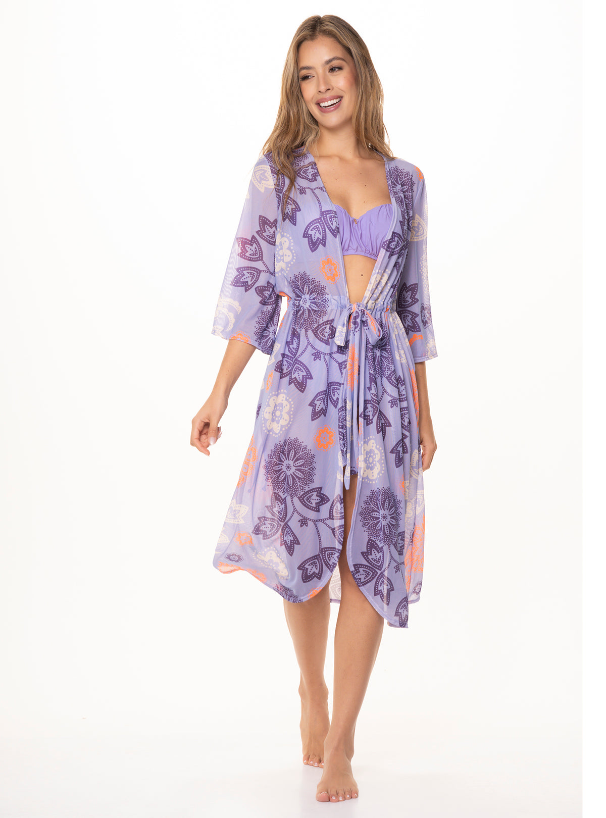 SALIDA DE BAÑO LARGO ABIERTO EN MALLA CON LYCRA 9007 MANDALA