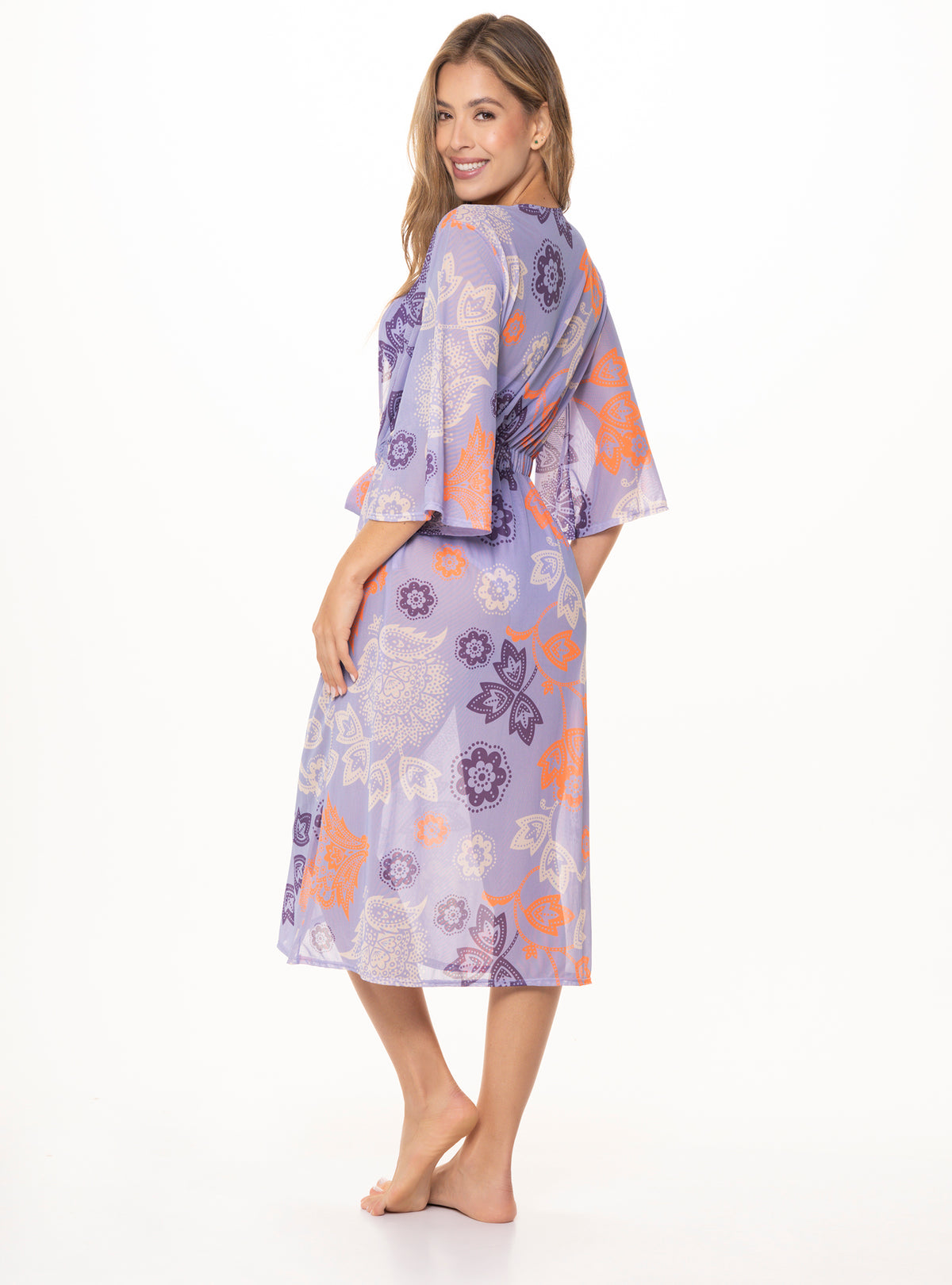 SALIDA DE BAÑO LARGO ABIERTO EN MALLA CON LYCRA 9007 MANDALA