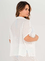 Camisa Manga Corta en Ojalillo con Lycra 9009 Marfil