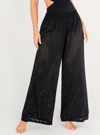 Pantalón en tela Ojalillo con Lycra 9010 Negro