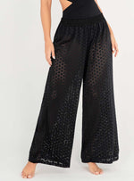 Pantalón en tela Ojalillo con Lycra 9010Negro