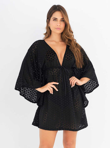 Kaftan en tela Ojalillo con Lycra 9013 Negro