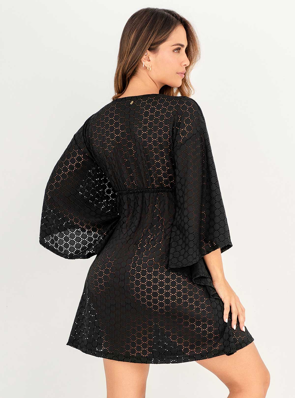 Kaftan en tela Ojalillo con Lycra 9013 Negro