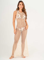 Vestido Largo Malla con hilos Lurex brillantes 9016 marfil