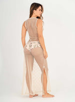 Vestido Largo Malla con hilos Lurex brillantes 9016 marfil