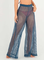 Pantalón Malla con Hilos en Lurex Plateados 9017 Azul