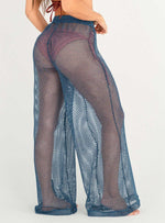 Pantalón Malla con Hilos en Lurex Plateados 9017 Azul