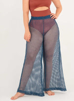 Pantalón Malla con Hilos en Lurex Plateados 9017 Azul