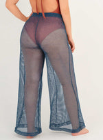 Pantalón Malla con Hilos en Lurex Plateados 9017 Azul