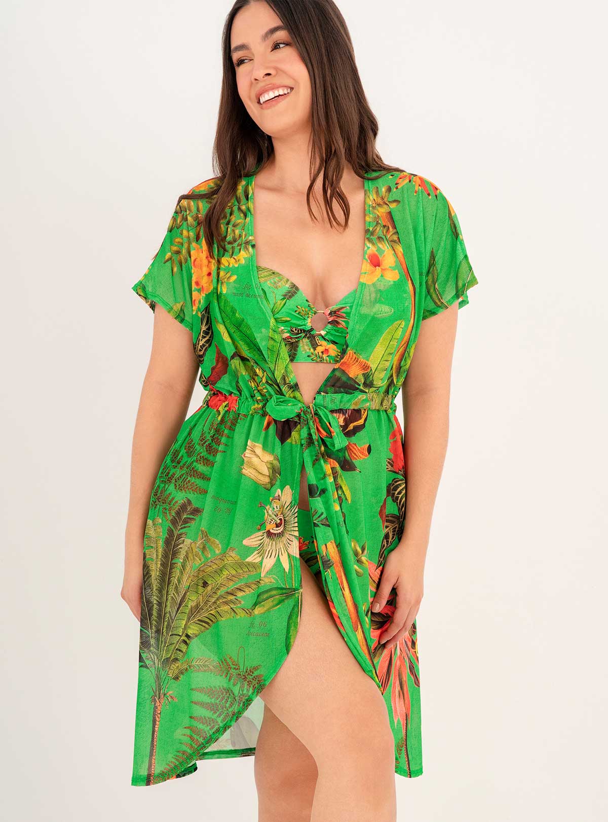 Kimono corto en malla con lycra 9018