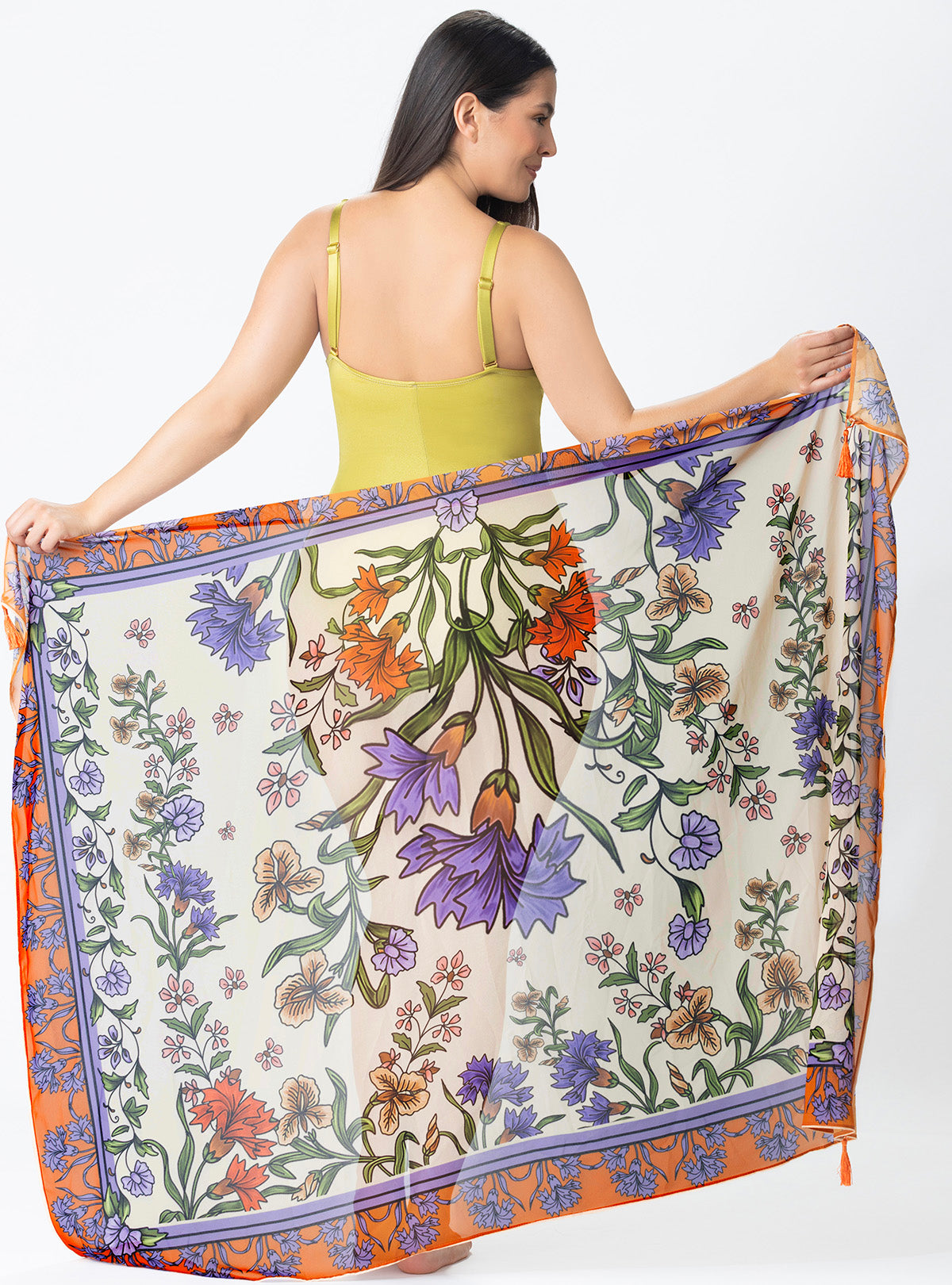 Pareo Sendela con Punteras Artesanales con Estampado Exclusivo 9026