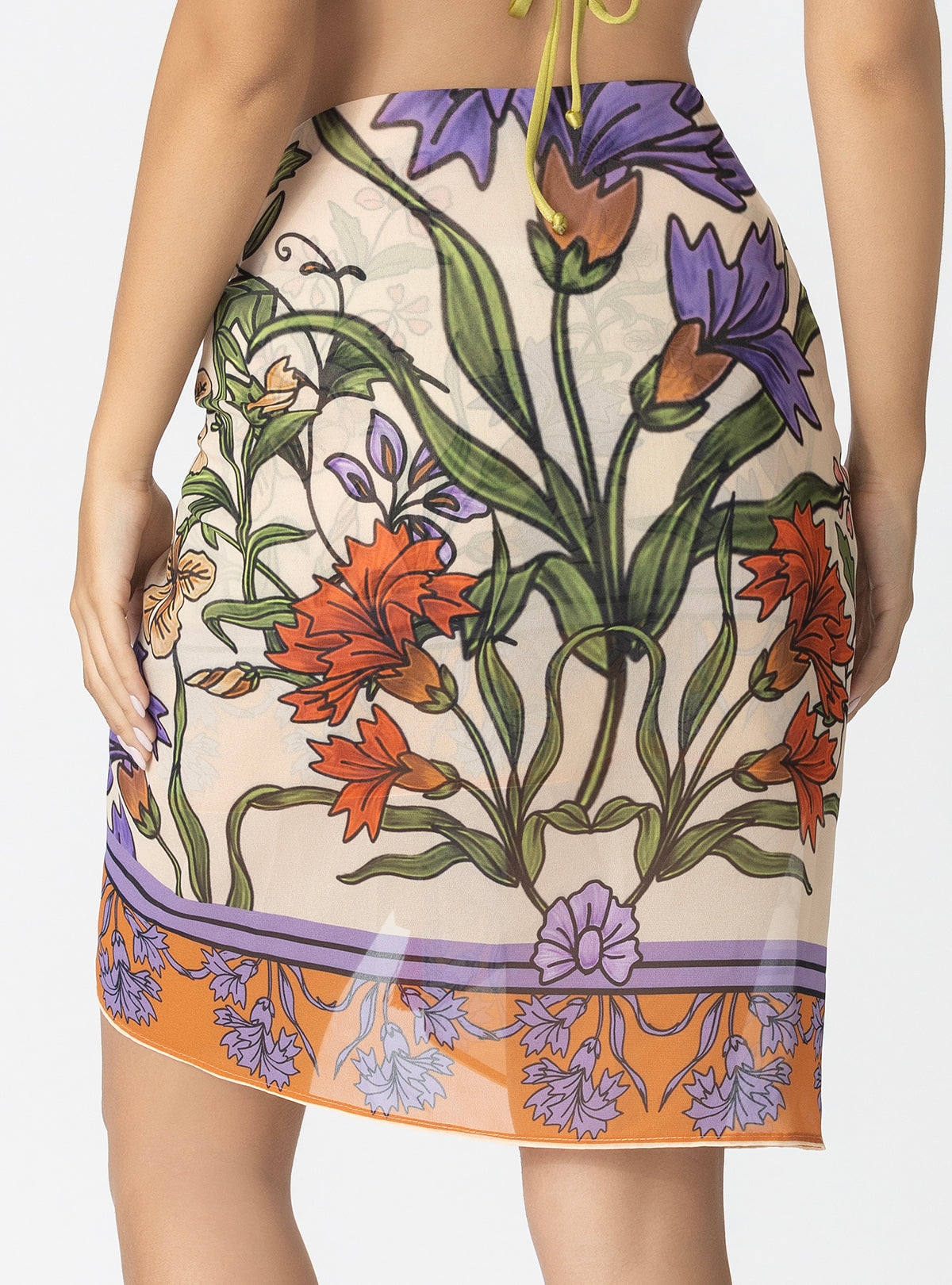 Pareo Sendela con Punteras Artesanales con Estampado Exclusivo 9026