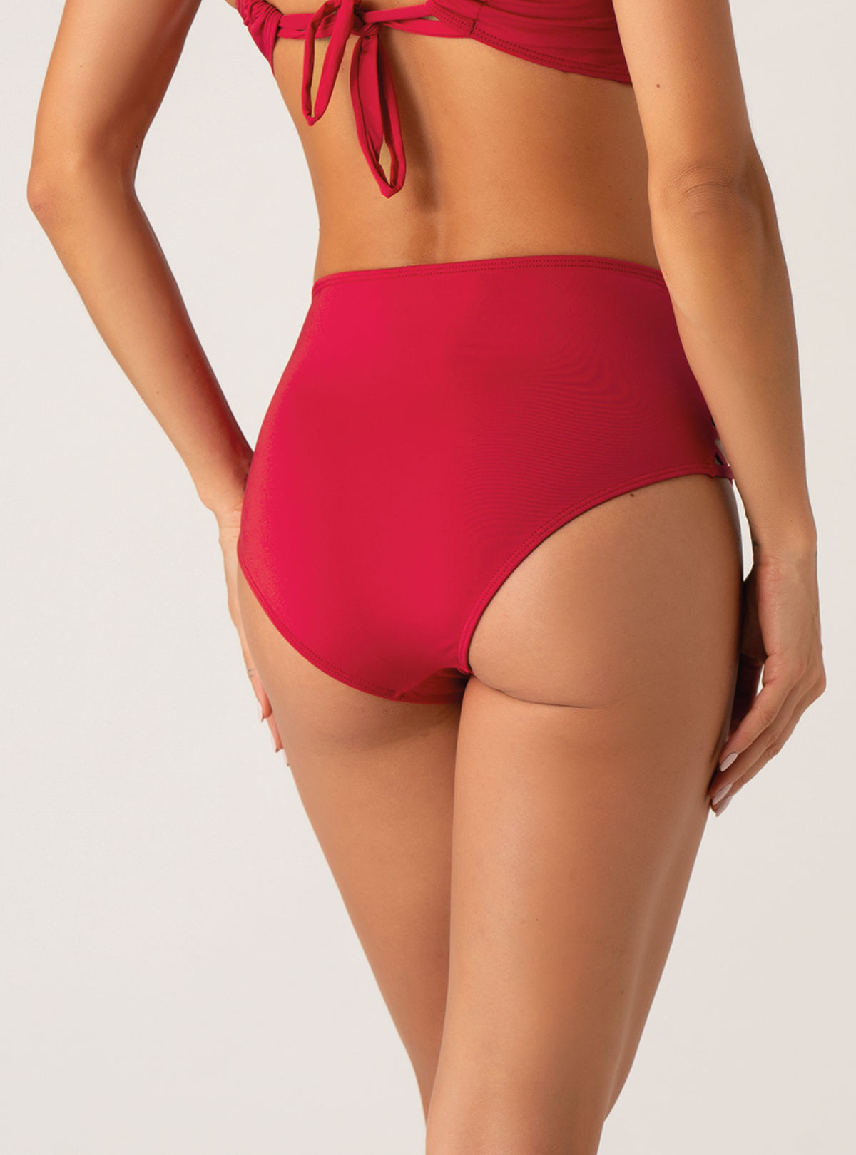 Panty Alto 3715 Con Pitillos Cruzados - Rojo oscuro