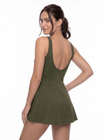 ENTERO CON FALDA VERDE OLIVA 1407