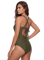 ENTERO ESCOTE EN V-CON ARGOLLA-VERDE OLIVA-1409- MARCA SANDORATTO