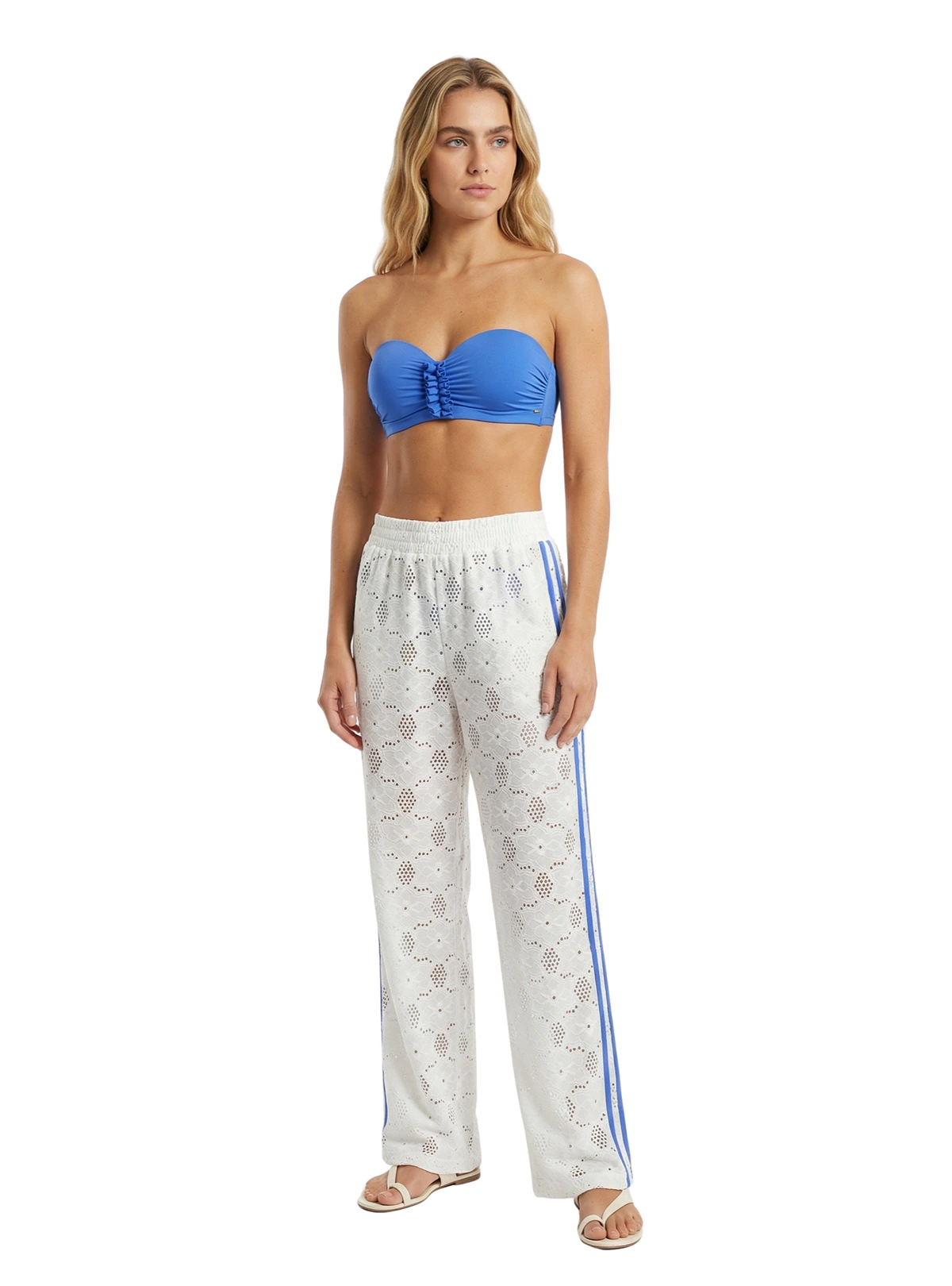 PANTALÓN ESTILO CLÁSICO EN OJALILLO MARFIL 8343