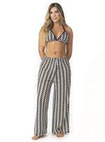 PANTALÓN EN CROCHET ZIGZAG NEGRO CON BOLSILLOS. 8200