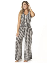 PANTALÓN EN CROCHET ZIGZAG NEGRO CON BOLSILLOS. 8200