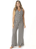 PANTALÓN EN CROCHET ZIGZAG NEGRO CON BOLSILLOS. 8200