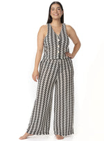 PANTALÓN EN CROCHET ZIGZAG NEGRO CON BOLSILLOS. 8200