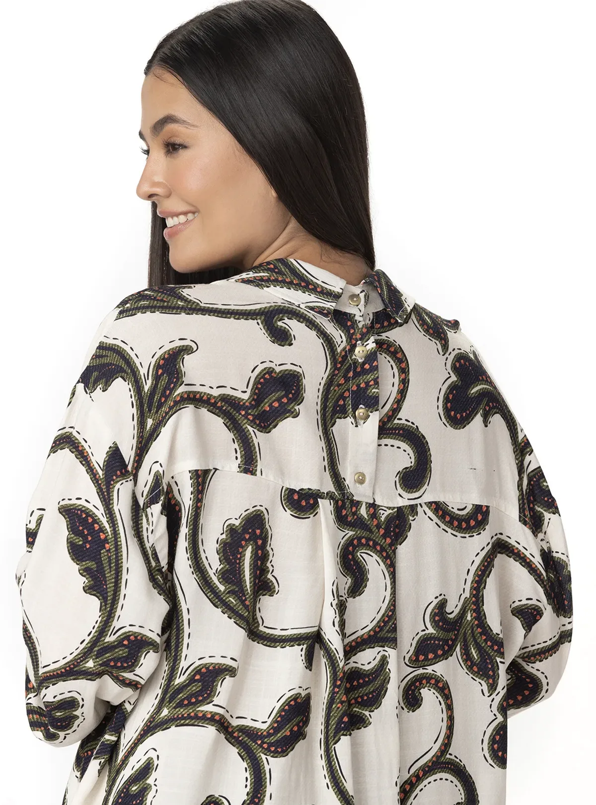 CAMISA OVERSIZE VISCOSA ESTAMPADA ARABESCO 8164