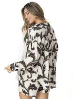 CAMISA OVERSIZE VISCOSA ESTAMPADA ARABESCO 8164