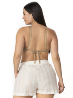 SHORTS 2 BOLSILLOS EN TELA ALGODON CON LUREX 8143 Marfil