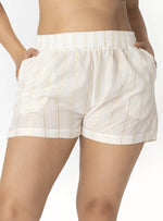 SHORTS 2 BOLSILLOS EN TELA ALGODON CON LUREX 8143 Marfil