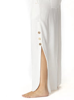 PANTALÓN CON BOTONES LATERALES EN LINO MARFIL 8195