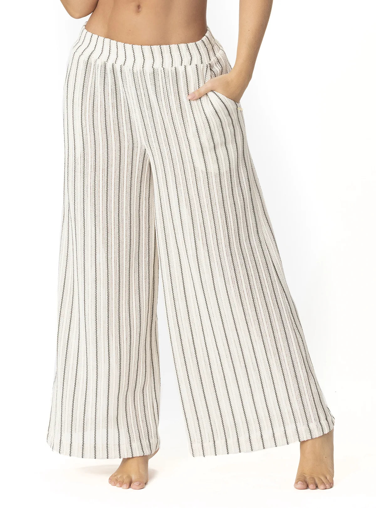 PANTALÓN BOLSILLOS CROCHET RAYAS CRUDO 8178