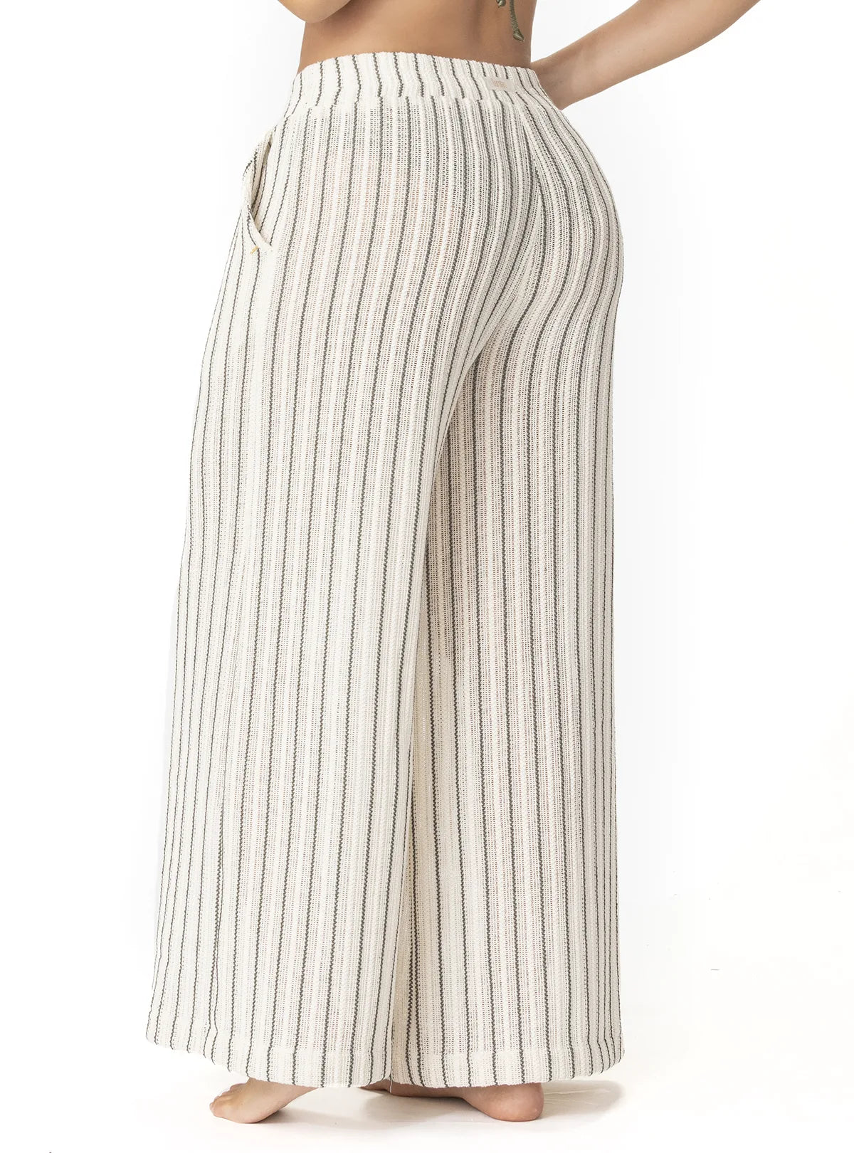 PANTALÓN BOLSILLOS CROCHET RAYAS CRUDO 8178