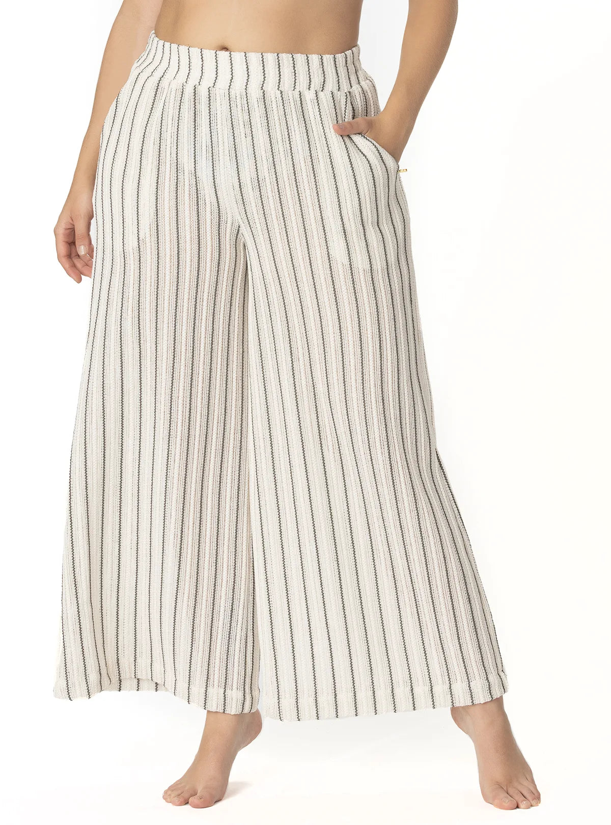 PANTALÓN BOLSILLOS CROCHET RAYAS CRUDO 8178